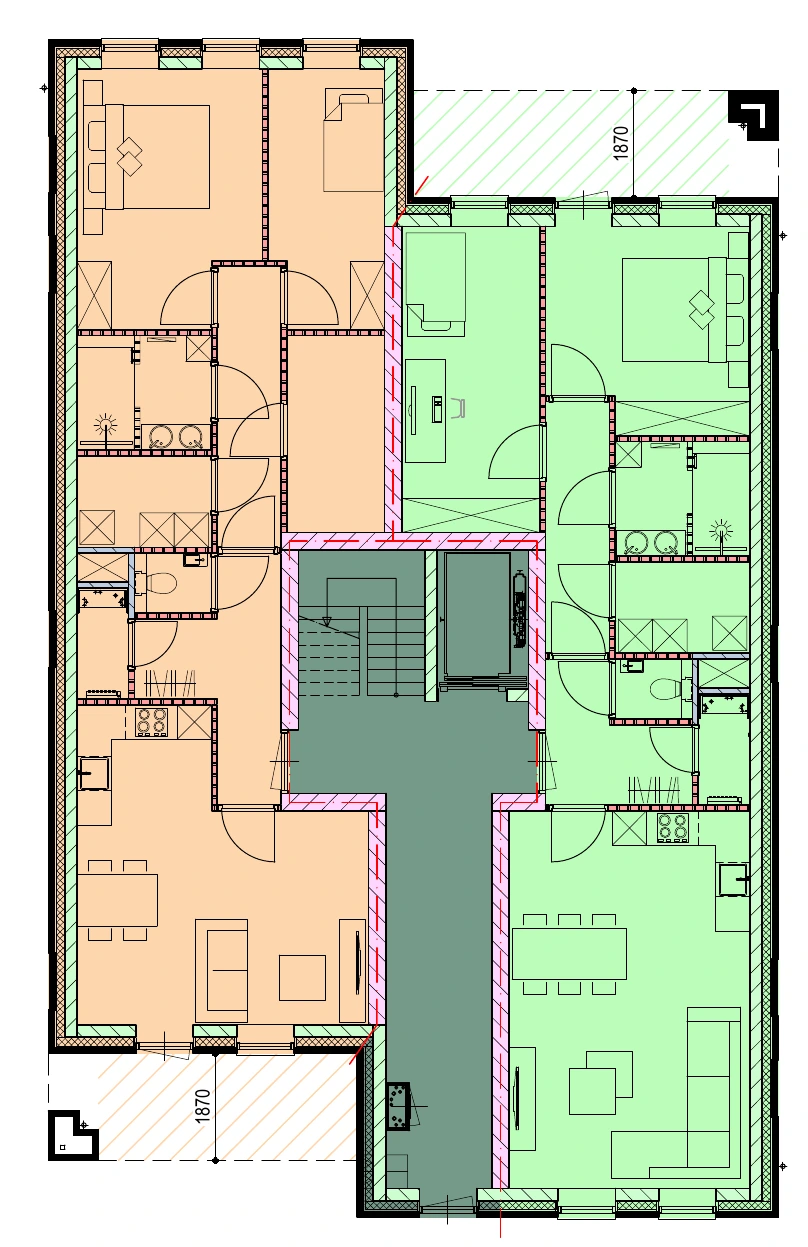 Plattegronden — Appartement 1 — 1